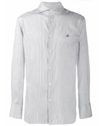 Мужская белая рубашка с длинным рукавом в вертикальную полоску от Vivienne Westwood