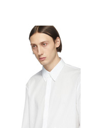 Мужская белая рубашка с длинным рукавом в вертикальную полоску от Maison Margiela