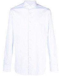 Мужская белая рубашка с длинным рукавом в вертикальную полоску от Xacus