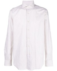 Мужская белая рубашка с длинным рукавом в вертикальную полоску от Xacus
