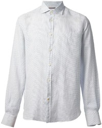 Белая рубашка с длинным рукавом в горошек
