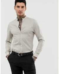 Мужская белая рубашка с длинным рукавом в горошек от ASOS DESIGN
