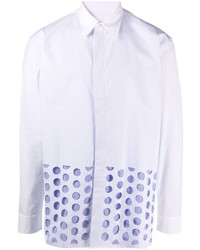 Мужская белая рубашка с длинным рукавом в горошек от Maison Margiela