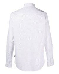 Мужская белая рубашка с длинным рукавом в горошек от Michael Kors