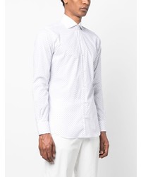 Мужская белая рубашка с длинным рукавом в горошек от Barba