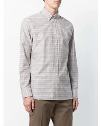 Мужская белая рубашка с длинным рукавом в клетку от Hackett