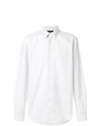Мужская белая рубашка с длинным рукавом в клетку от Ermenegildo Zegna Couture