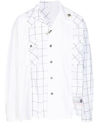 Мужская белая рубашка с длинным рукавом в клетку от Maison Mihara Yasuhiro