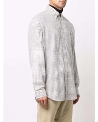 Мужская белая рубашка с длинным рукавом в мелкую клетку от Polo Ralph Lauren