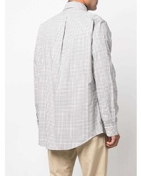 Мужская белая рубашка с длинным рукавом в мелкую клетку от Polo Ralph Lauren