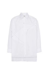 Белая рубашка с длинным рукавом в стиле пэчворк