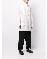 Мужская белая рубашка с длинным рукавом в стиле пэчворк от Yohji Yamamoto