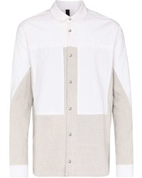 Мужская белая рубашка с длинным рукавом в стиле пэчворк от Byborre