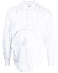 Мужская белая рубашка с длинным рукавом в стиле пэчворк от Comme Des Garcons SHIRT