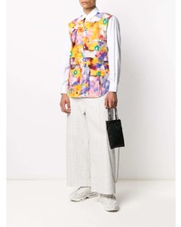 Мужская белая рубашка с длинным рукавом в стиле пэчворк от Comme Des Garcons SHIRT