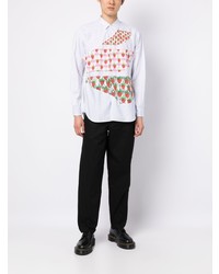 Мужская белая рубашка с длинным рукавом в стиле пэчворк от Comme Des Garcons SHIRT