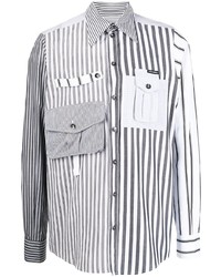 Мужская белая рубашка с длинным рукавом в стиле пэчворк от Dolce & Gabbana