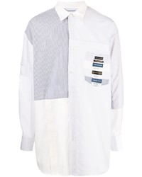 Мужская белая рубашка с длинным рукавом в стиле пэчворк от Doublet