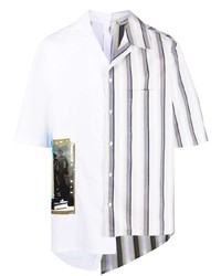 Мужская белая рубашка с длинным рукавом в стиле пэчворк от Lanvin