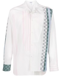 Мужская белая рубашка с длинным рукавом в стиле пэчворк от Loewe