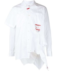 Мужская белая рубашка с длинным рукавом в стиле пэчворк от Maison Mihara Yasuhiro