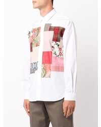 Мужская белая рубашка с длинным рукавом в стиле пэчворк от Junya Watanabe MAN