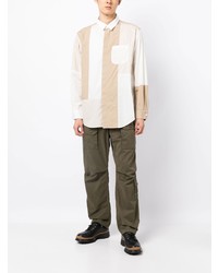 Мужская белая рубашка с длинным рукавом в стиле пэчворк от Engineered Garments