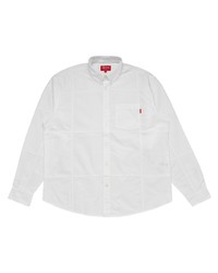 Мужская белая рубашка с длинным рукавом в стиле пэчворк от Supreme