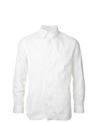 Белая рубашка с длинным рукавом из шамбре