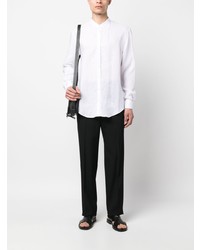 Мужская белая рубашка с длинным рукавом из шамбре от Emporio Armani