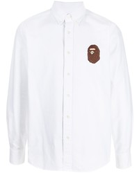 Мужская белая рубашка с длинным рукавом с вышивкой от A Bathing Ape