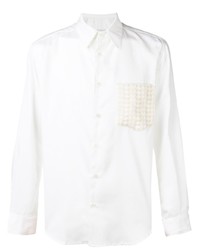 Мужская белая рубашка с длинным рукавом с вышивкой от Adish