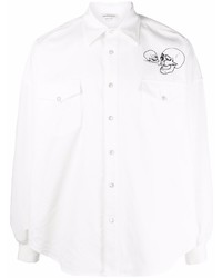 Мужская белая рубашка с длинным рукавом с вышивкой от Alexander McQueen