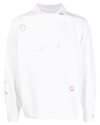 Мужская белая рубашка с длинным рукавом с вышивкой от Bode