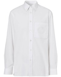 Мужская белая рубашка с длинным рукавом с вышивкой от Burberry