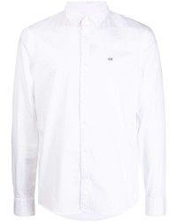 Мужская белая рубашка с длинным рукавом с вышивкой от Calvin Klein