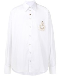 Мужская белая рубашка с длинным рукавом с вышивкой от Dolce & Gabbana