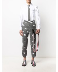 Мужская белая рубашка с длинным рукавом с вышивкой от Thom Browne