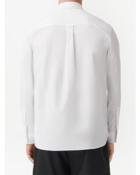 Мужская белая рубашка с длинным рукавом с вышивкой от Burberry