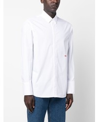 Мужская белая рубашка с длинным рукавом с вышивкой от 424