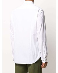 Мужская белая рубашка с длинным рукавом с вышивкой от BOSS
