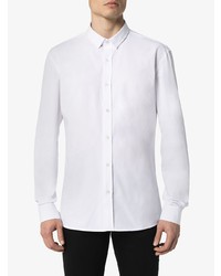 Мужская белая рубашка с длинным рукавом с вышивкой от Balmain