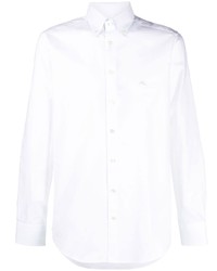 Мужская белая рубашка с длинным рукавом с вышивкой от Etro