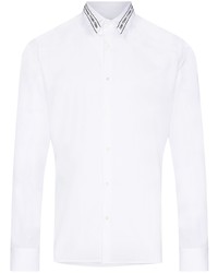 Мужская белая рубашка с длинным рукавом с вышивкой от Fendi