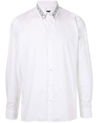 Мужская белая рубашка с длинным рукавом с вышивкой от Fendi