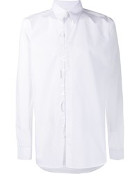 Мужская белая рубашка с длинным рукавом с вышивкой от Givenchy
