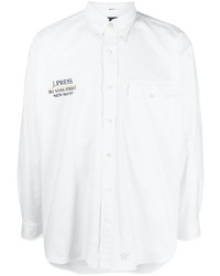 Мужская белая рубашка с длинным рукавом с вышивкой от J.Press