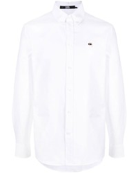 Мужская белая рубашка с длинным рукавом с вышивкой от Karl Lagerfeld