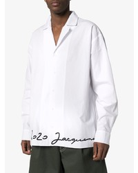 Мужская белая рубашка с длинным рукавом с вышивкой от Jacquemus