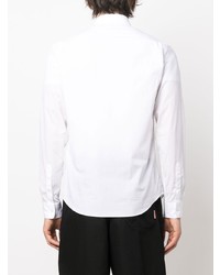Мужская белая рубашка с длинным рукавом с вышивкой от Roberto Cavalli